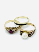 Three 14ct gold gem set rings