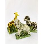 Three Italian ceramic animal figurines