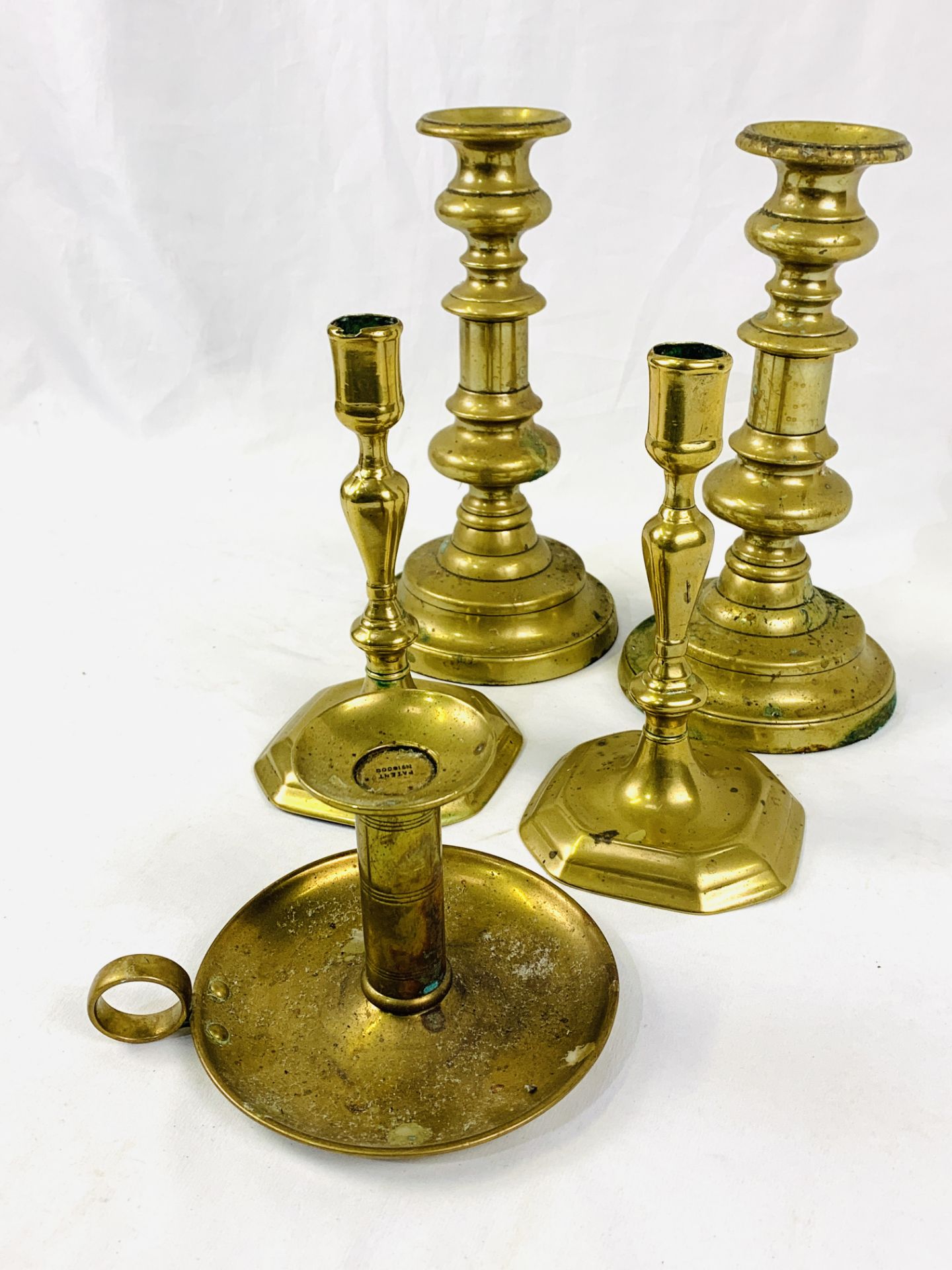 A Pair of Georgian brass candlesticks - Image 3 of 3