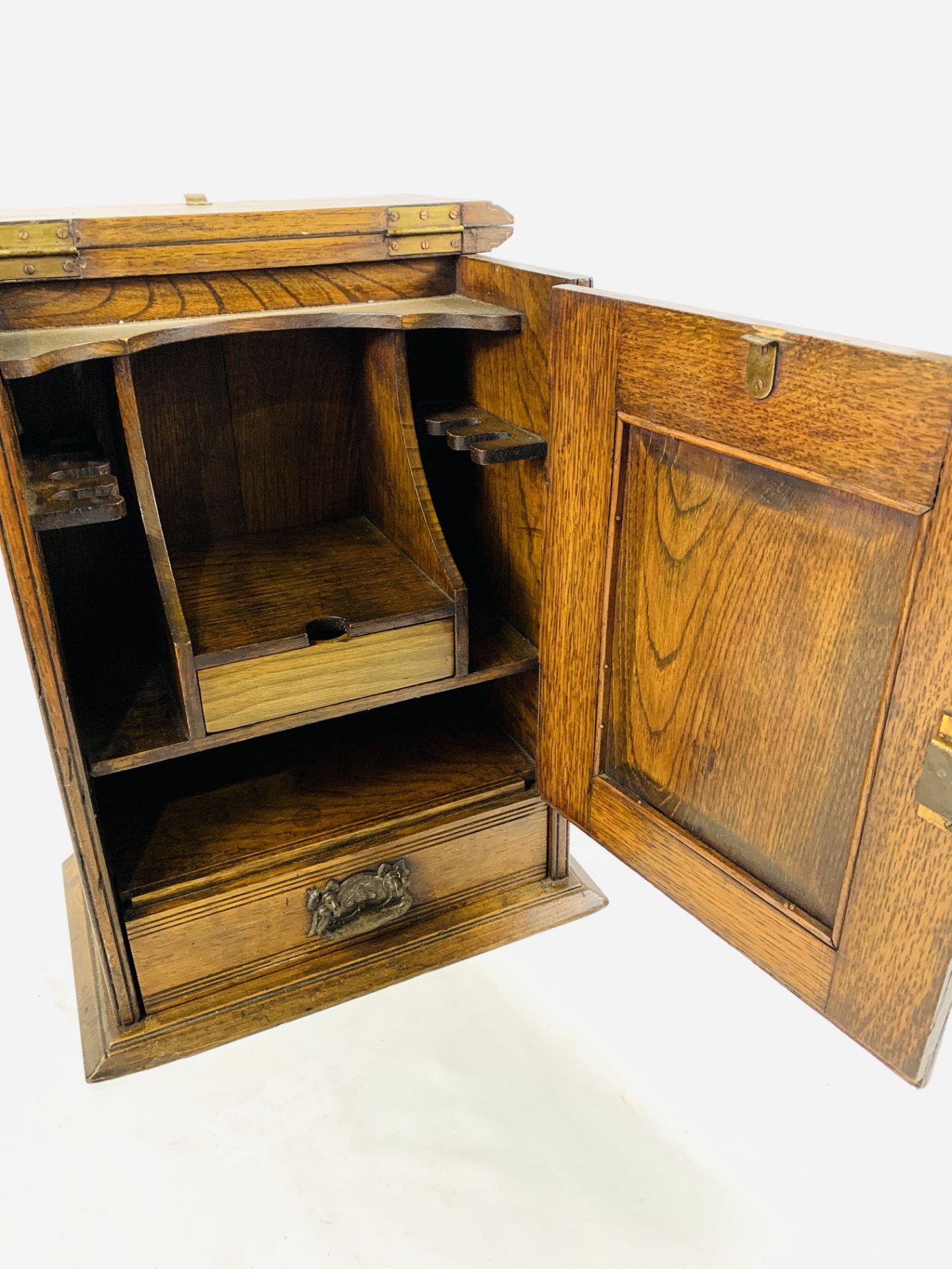 Oak Art Nouveau smoker's cabinet - Image 4 of 6