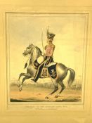 Five framed and glazed Victorian hand coloured engravings of the 4th Light Dragoons