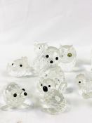 Six Swarovski animal figurines, and other crystal figurines