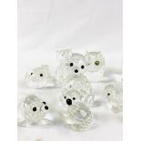 Six Swarovski animal figurines, and other crystal figurines