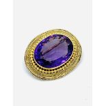 Late 19th century 14ct gold mounted amethyst brooch.