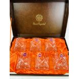 Six Webb hand-cut continental crystal large whisky tumblers, boxed