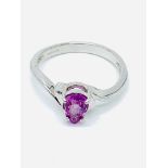 18ct white gold tear drop pink sapphire ring