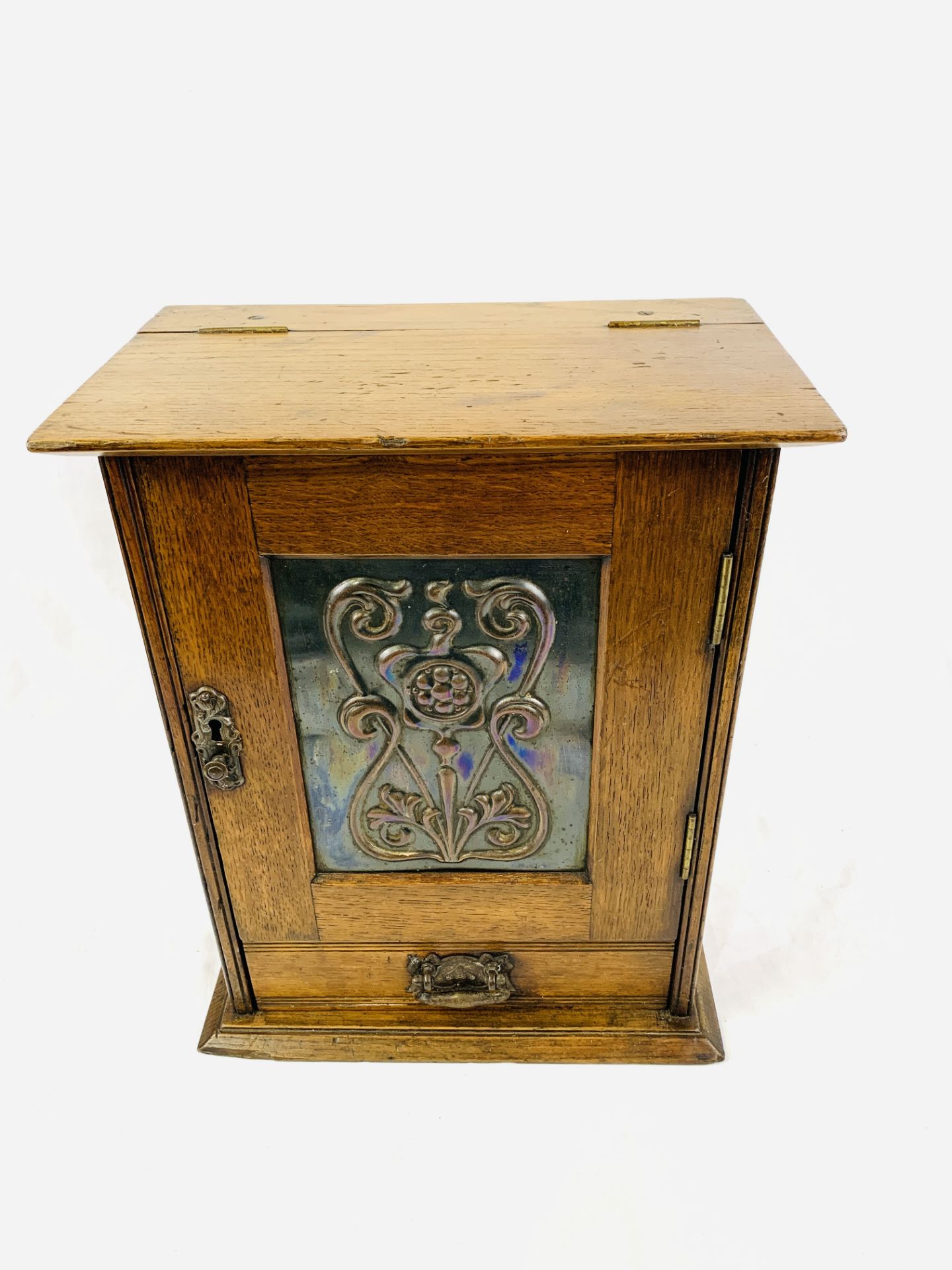 Oak Art Nouveau smoker's cabinet