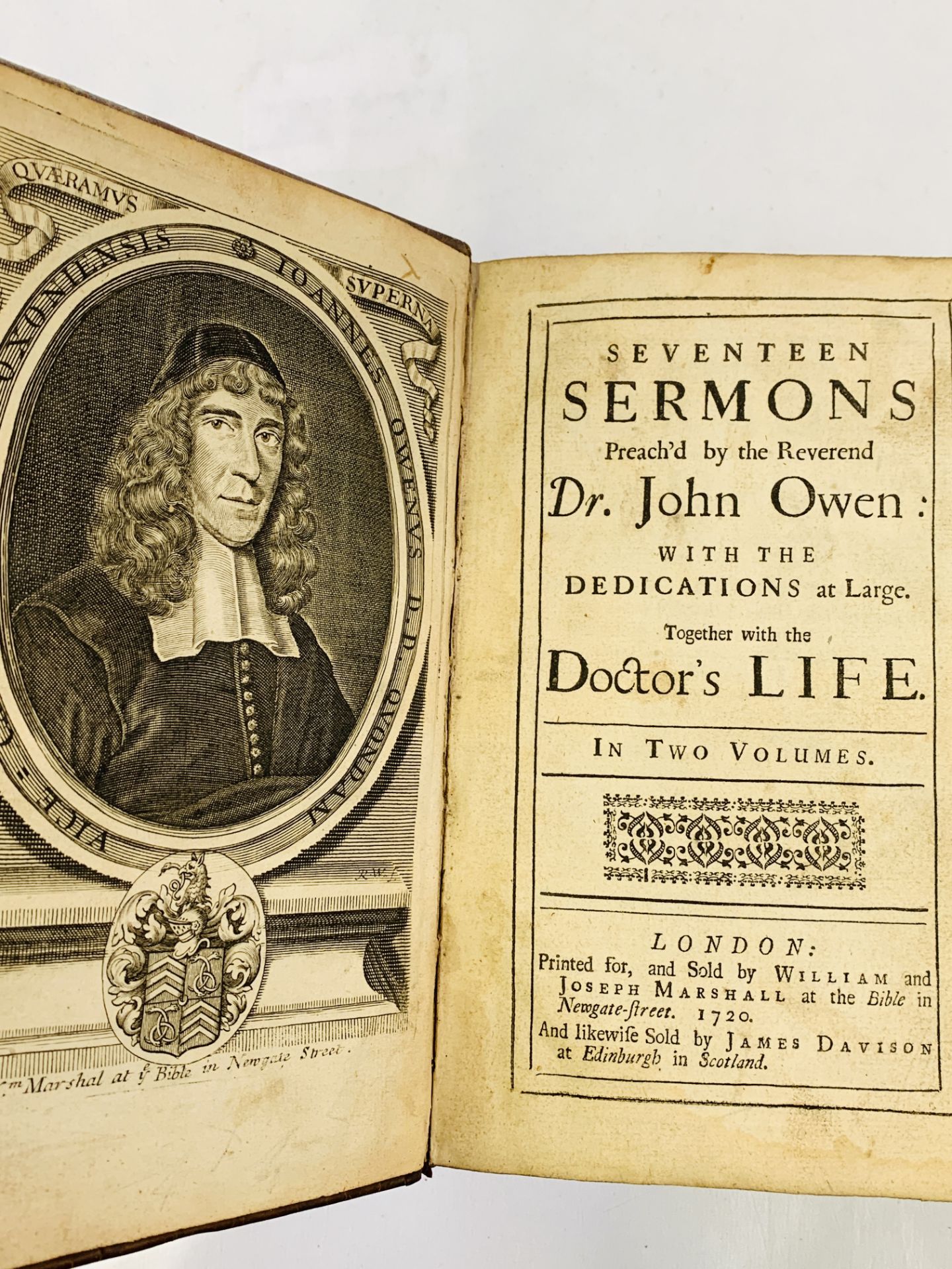 Seventeen Sermons Preach'd by the Reverend Dr John Owen, 2 volumes, 1720. - Image 2 of 3