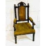 Victorian child's mahogany framed open arm chair