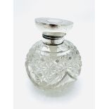 Silver and hand cut crystal scent bottle with machine turned top