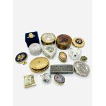 Collection of trinket boxes and Vintage Lucretia Vanderbilt style compact.