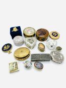 Collection of trinket boxes and Vintage Lucretia Vanderbilt style compact.
