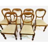 Set of six mahogany framed Victorian balloon back dining chairs, and 2 others