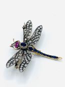 Ruby, diamond and sapphire dragonfly brooch.