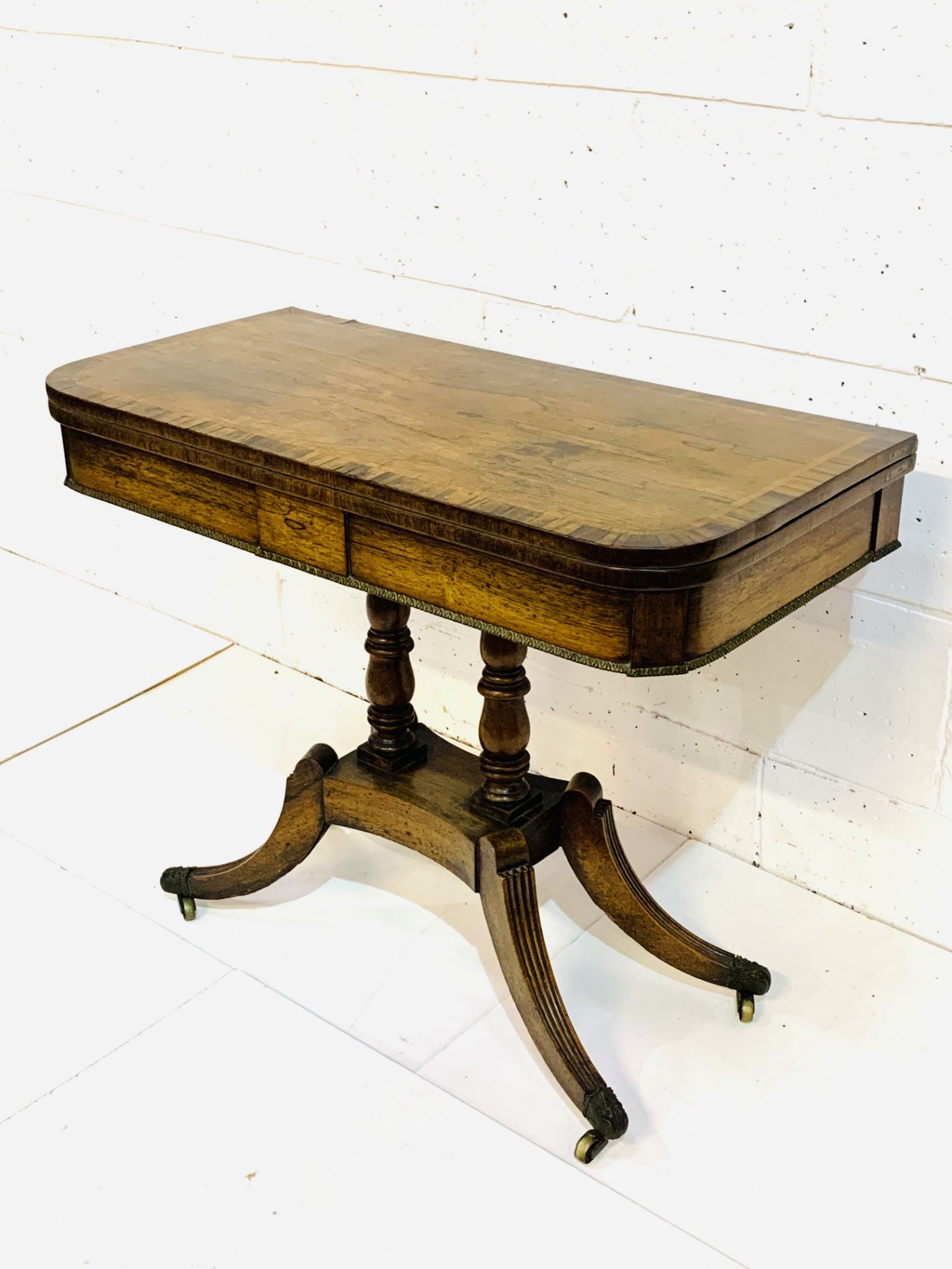 Mahogany fold over swivel top card table. - Image 5 of 7