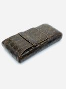 Brown crocodile skin 3 cigar case by A Boswell, together with a varnished mahogany Rolex watch box