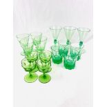Fifteen various drinking glasses