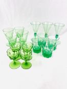 Fifteen various drinking glasses