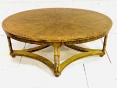 Mixed hardwood oval shaped low table