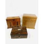 Three wooden boxes