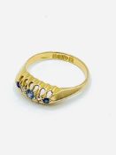 18ct gold Edwardian diamond and sapphire ring