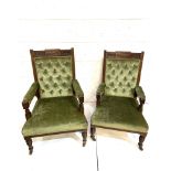 Two Edwardian matching open armchairs