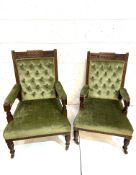 Two Edwardian matching open armchairs