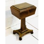 Victorian rosewood tea caddy on pedestal