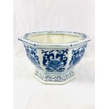 Large Delft blue and white octagonal footed jardiniere