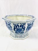 Large Delft blue and white octagonal footed jardiniere