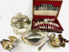 Canteen of Flexfit cutlery, and various silver plate items