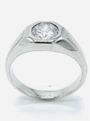 Platinum solitaire diamond Art Deco style ring.