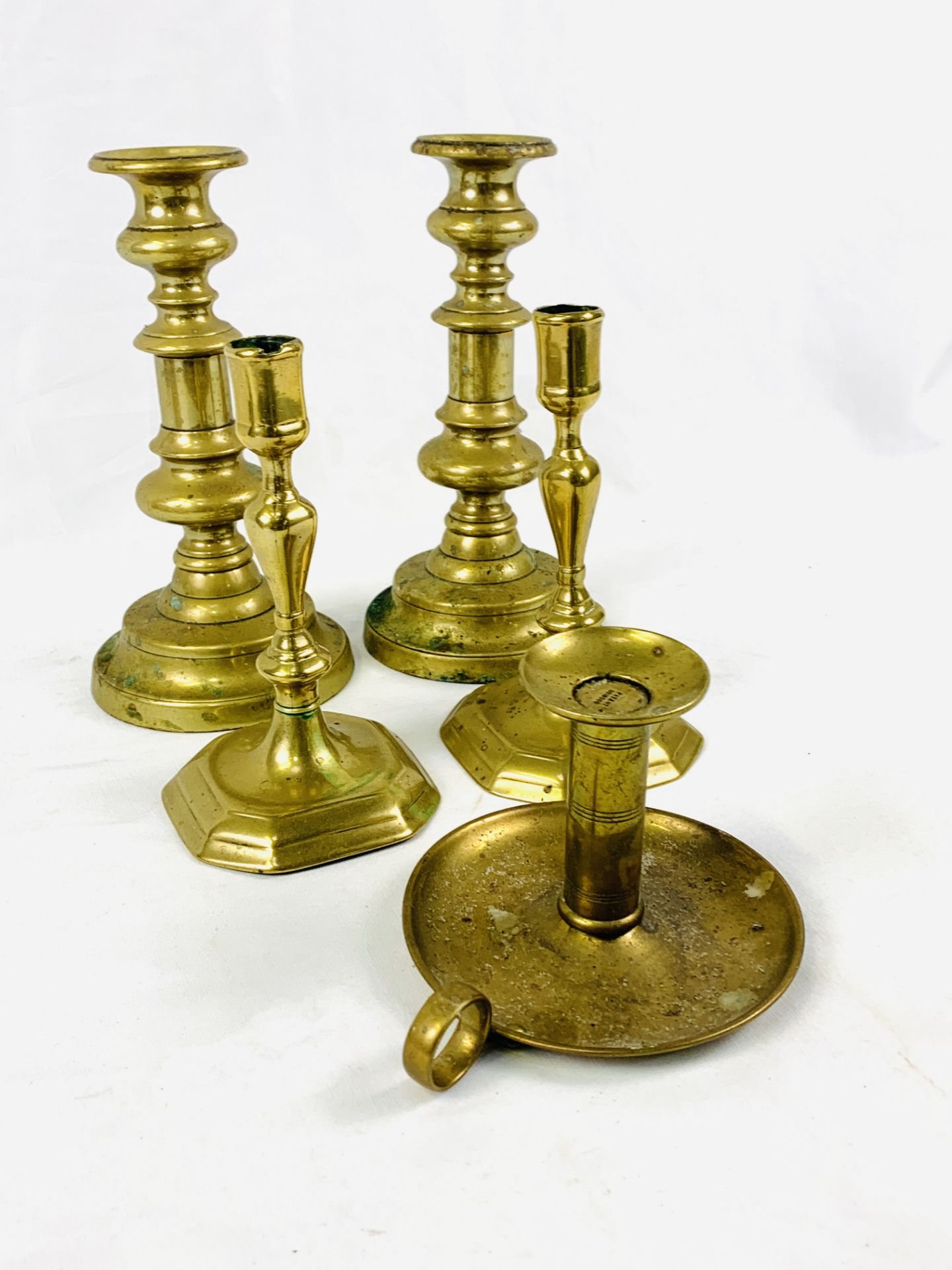 A Pair of Georgian brass candlesticks - Image 2 of 3