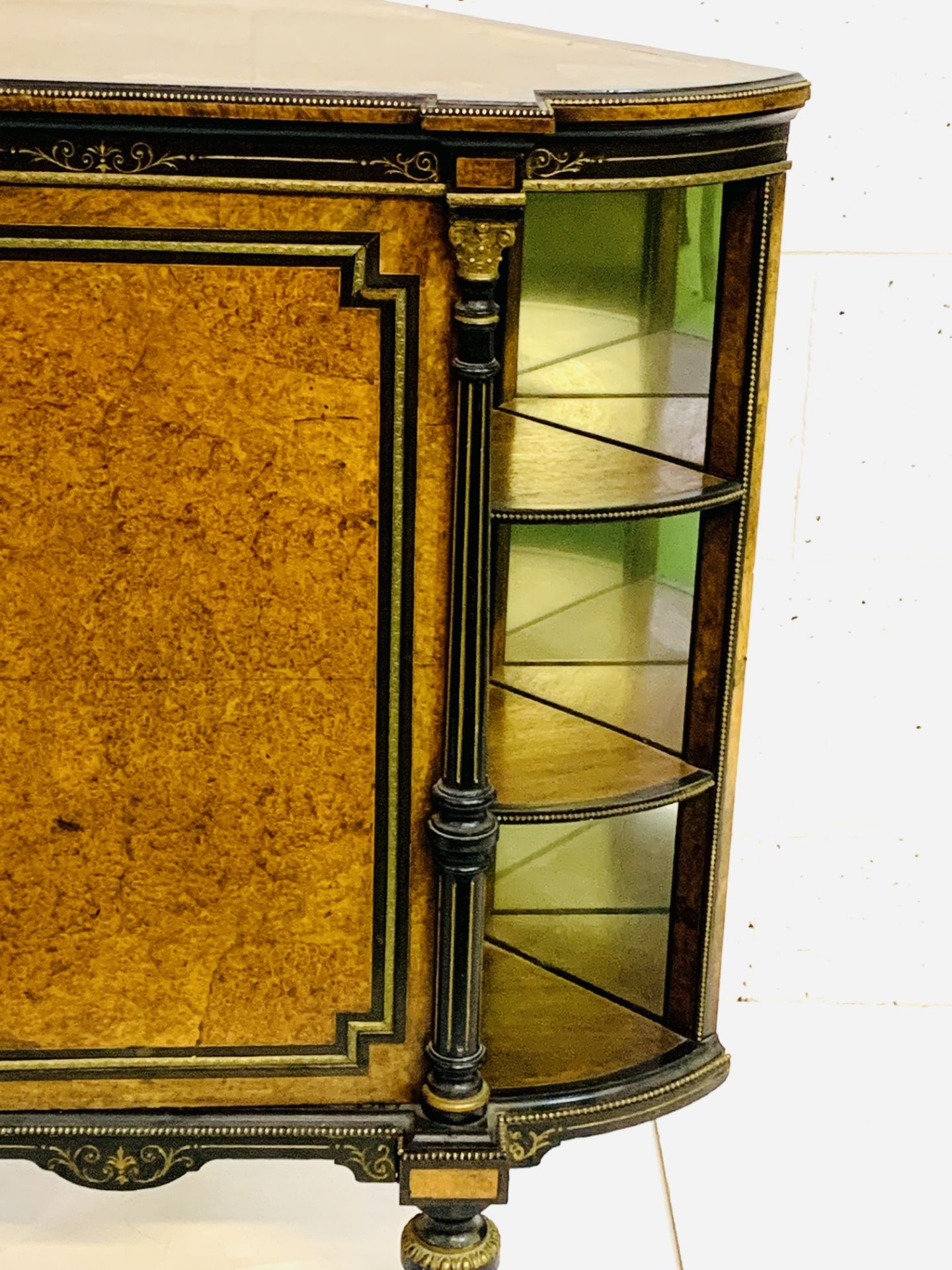 Walnut and ormolu partially glazed corner cabinet. - Image 2 of 5