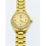 18ct gold and diamond Piaget quartz watch.
