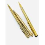 Three rolled gold rotating pens and pencils and signed photograph of HRH Princess Alice.