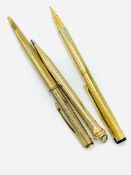 Three rolled gold rotating pens and pencils and signed photograph of HRH Princess Alice.