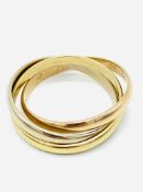 18ct three colour gold triple ring