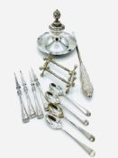 Silver cutlery and other silver items.