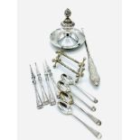 Silver cutlery and other silver items.