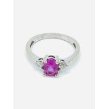 18ct white gold pink sapphire and diamond ring