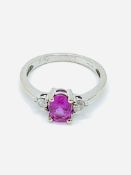 18ct white gold pink sapphire and diamond ring