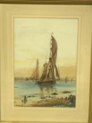 Framed and glazed watercolour of sailing ships, signed G Baldwin, 1869