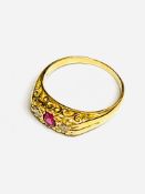 18ct gold Edwardian ruby and diamond ring