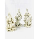 Three parian china figurines
