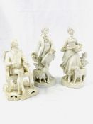 Three parian china figurines