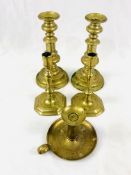 A Pair of Georgian brass candlesticks