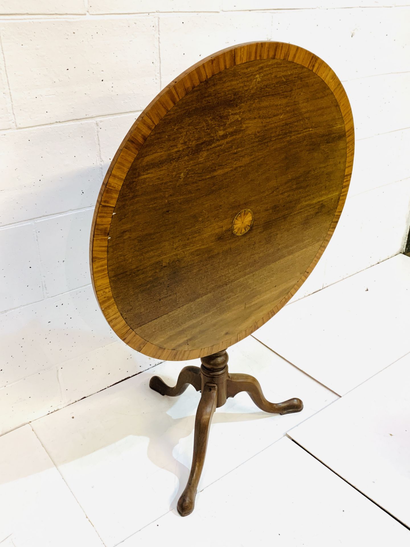 Mahogany circular tilt top table. - Image 3 of 3