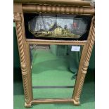 Gilt columned framed overmantel mirror