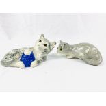 Two juvenile Staffordshire cat figures